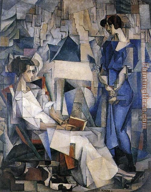 Portrait of Two Women painting - Diego Rivera Portrait of Two Women art painting